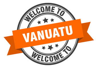 Obraz premium Vanuatu stamp. welcome to Vanuatu orange sign