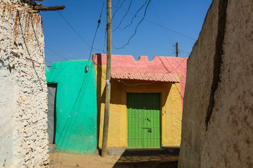 Colorful houses in Harar Ethiopia