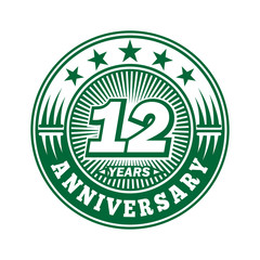 12 years logo. Twelve years anniversary celebration logo design. Vector and illustration.