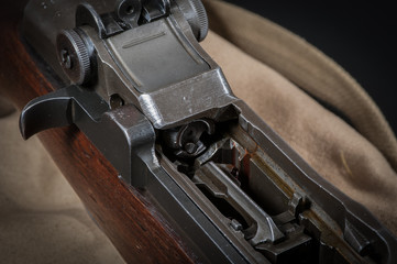 M1 Garand rifle showing open bolt and follower assembly