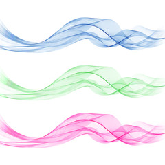 Vector set of waves. Abstract wavy lines, design element.