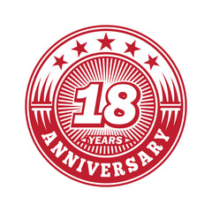18 years logo. Eighteen years anniversary celebration logo design. Vector and illustration.