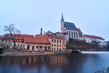 Fototapeta na wymiar View of St. Vitus church in Cesky Krumlov 