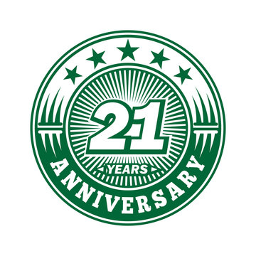 21 years logo. Twenty-one years anniversary celebration logo design. Vector and illustration.