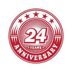 24 years logo. Twenty-four years anniversary celebration logo design. Vector and illustration.