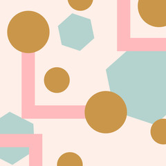 Cute abstract background with square geometric shapes, stains. Geometry card. Vector illustration.  