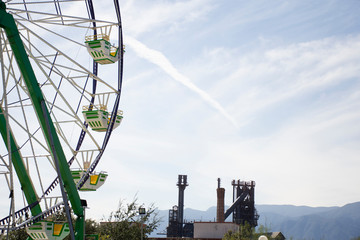 Fototapeta premium Roller coaster in Fundidora Park in Monterrey