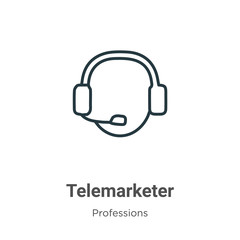 Telemarketer outline vector icon. Thin line black telemarketer icon, flat vector simple element illustration from editable professions concept isolated on white background