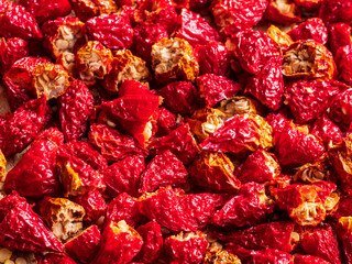 Fototapeta premium Hot and dry NuMex Red Chili Pepper at flat surface