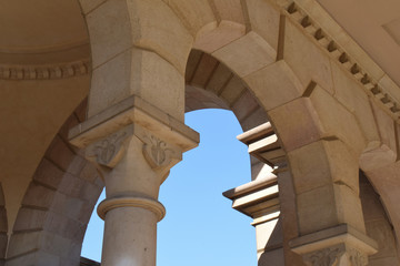 Fototapeta na wymiar Carved Stone Column & Capitals in Arched Pavillion 3415-039