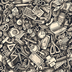 Fototapeta premium Cartoon cute doodles hand drawn Designer seamless pattern