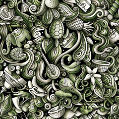 India culture hand drawn doodles seamless pattern. Indian backgraund