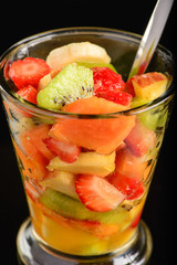 fruit salad in glass cup