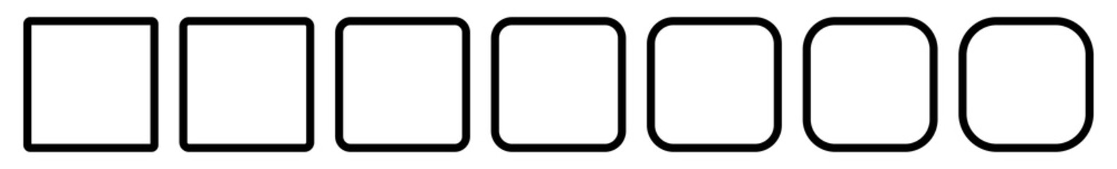 Square Icon Black | Round Squares | Foursquare Symbol | Frame Logo | Button Sign | Isolated | Variations