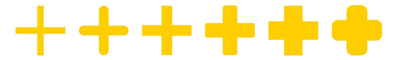 Plus Icon Yellow | Pluses | Cross Symbol | Addition Logo | Positive Sign | Isolated | Variations