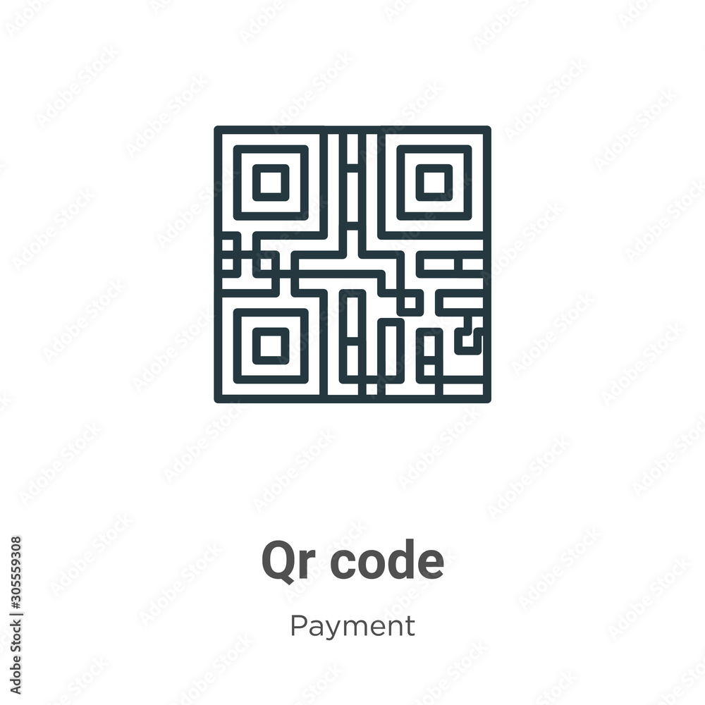 Poster qr code outline vector icon. thin line black qr code icon, flat vector simple element illustration f