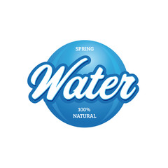 Water sign vintage lettering blue