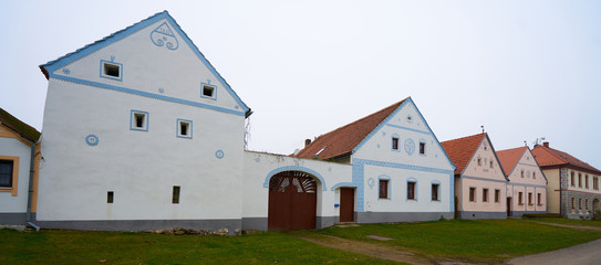 HOLASOVICE,CZECH REPUBLIC - November 24,2019 - View at the Houses in Holasovice. Holasovice is a small historic village located in the south of the Czech Republic                              