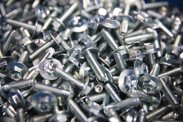 Clouse up stack of Bolts for manufacturing ,Stack of shiny bolt