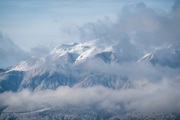 View of Bucegi Mountains from Baiului Mountain.