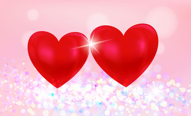 Beautiful red hearts in love concept.