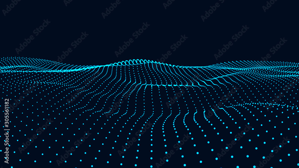 Poster vector futuristic wave. digital technology. big data.