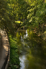 Lyna river at Park Podzamcze in Olsztyn. Poland  