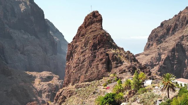 Masca mountain village and gorge on Tenerife island, Canary islands, Spain. Ancient Guanche settlement, before Spanish conquest in 1496