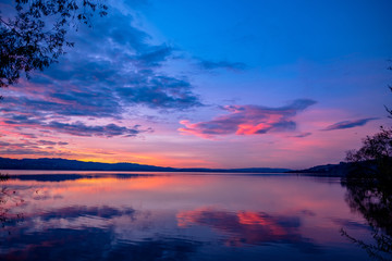 sunset over the lake