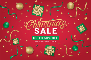 Christmas Sale 50 off gorizontal poster