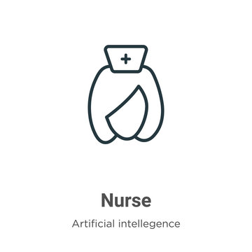 Nurse outline vector icon. Thin line black nurse icon, flat vector simple element illustration from editable artificial intelligence concept isolated on white background