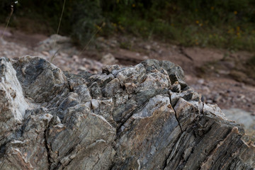 granite rock, quartz and nickel streaks
