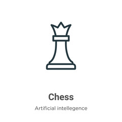 Chess outline vector icon. Thin line black chess icon, flat vector simple element illustration from editable artificial intelligence concept isolated on white background