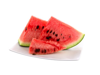 Watermelon slices on a plate isolated.