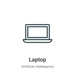 Laptop outline vector icon. Thin line black laptop icon, flat vector simple element illustration from editable artificial intelligence concept isolated on white background