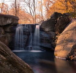 waterfall trees central park new york colors winter water river