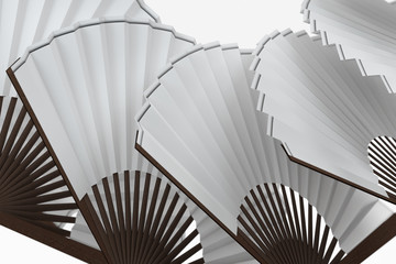 Fans with white background,chinese style decoration,3d,rendering.