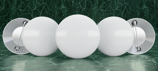3d render illustration of pin mockups on green marble background