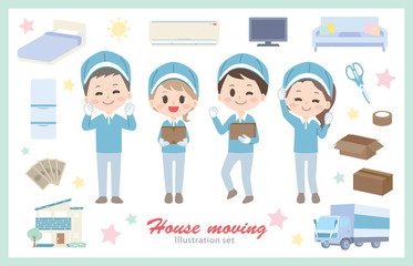 Illustration set of moving person