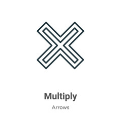 Multiply outline vector icon. Thin line black multiply icon, flat vector simple element illustration from editable arrows concept isolated on white background