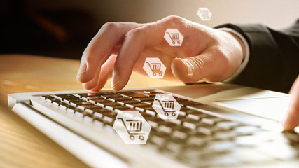 Shopping online with your laptop in the office and paying immediately, that is e-commerce