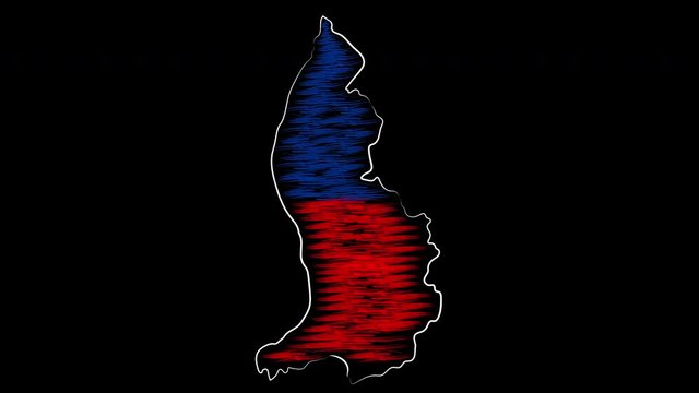 Balzers Liechtenstein coloring the map and flag. Motion design.