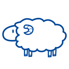 シンプルでかわいい羊１匹のイラスト