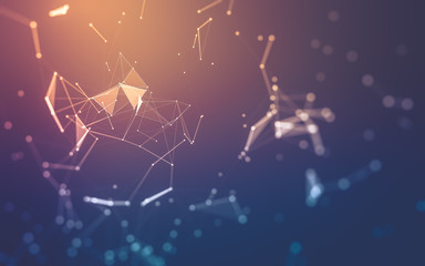 Abstract background. Molecules technology with polygonal shapes, connecting dots and lines....