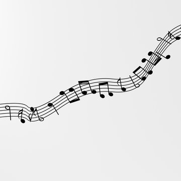 Black music notes with white background, 3d rendering.