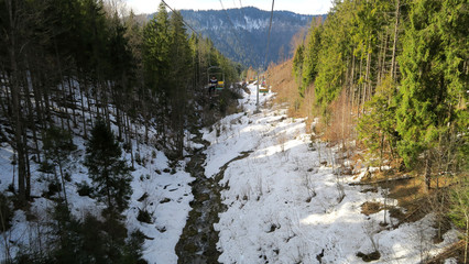 Fototapeta premium wonderful snowy mountain landscape in early spring