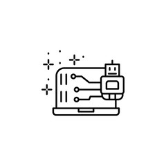Notebook, chip, robot icon. Element of Robotic icon.
