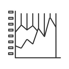 Infographic area line black icon. Record keeping concept. Visual comparison of data. Sign for web page, mobile app, button, logo. Vector isolated element. Editable stroke.