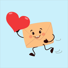 Vector illustration of an envelope and a red heart.