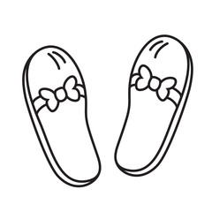 Slippers with a bow home, for a sauna, for a beach. Vector icon for design on a white background.